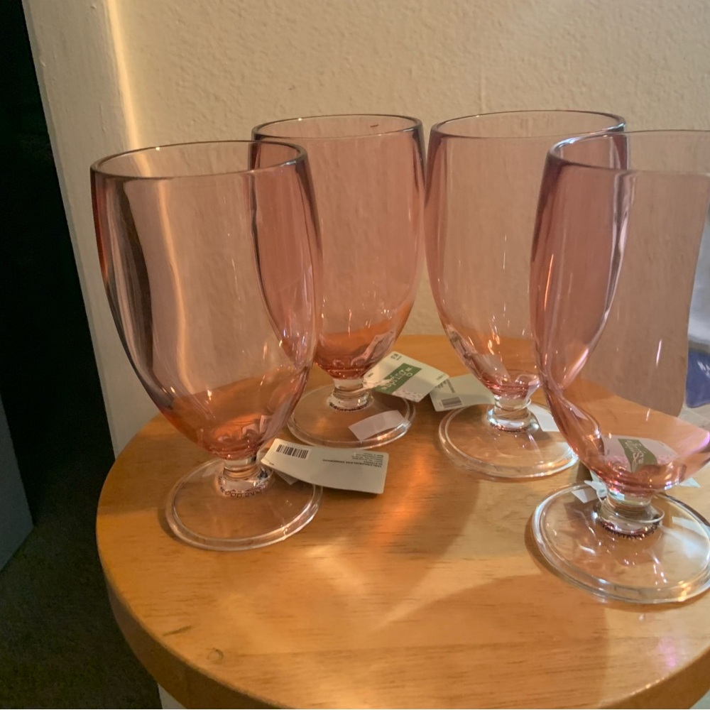4 Hobby Lobby pink plastic goblets. New.